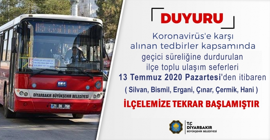 Diyarbakır Büyükşehir Belediyesinden toplu taşıma sefer sayıları ve saatlerine düzenleme