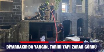 Diyarbakır’da yangın, tarihi yapı zarar gördü