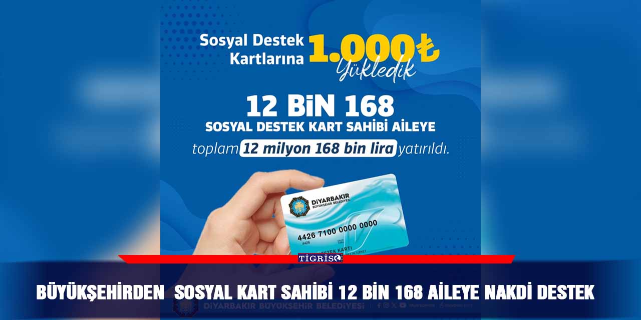 Büyükşehirden  sosyal kart sahibi 12 bin 168 aileye nakdi destek