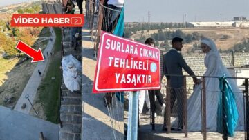 VİDEO- Diyarbakır’da gelin ve damattan tehlikeli çekim!